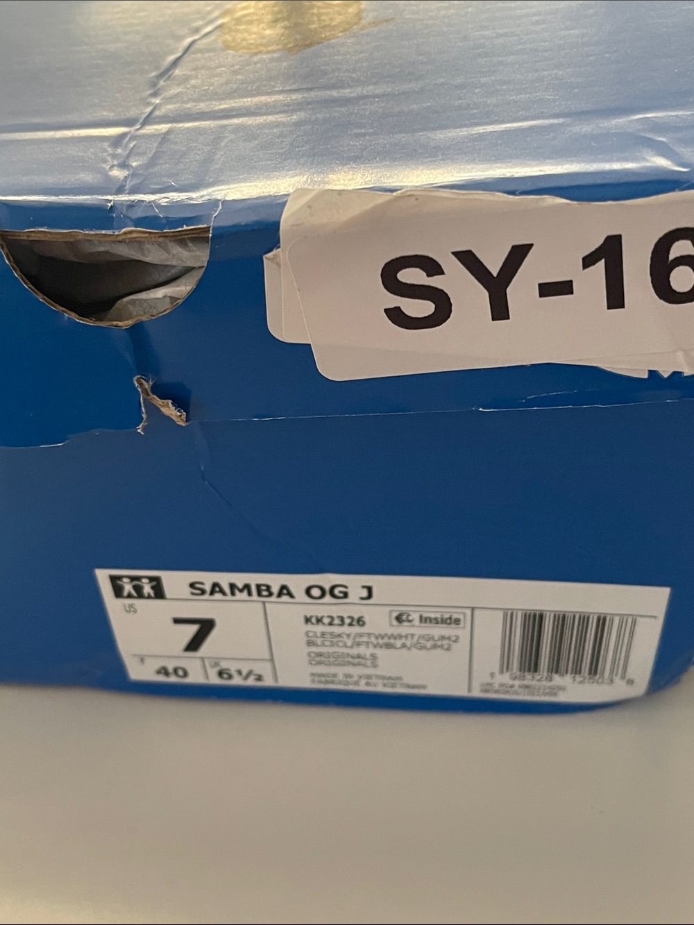 Adidas NWT NEW Samba OG J Metallic Light Blue & White Womens Sneakers size 7 - Picture 15 of 16